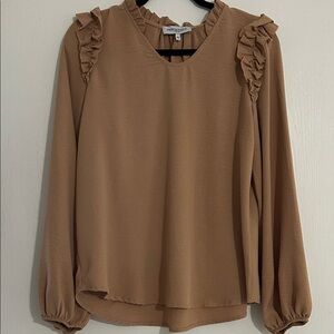 Periwinkle Taupe Ruffle Blouse